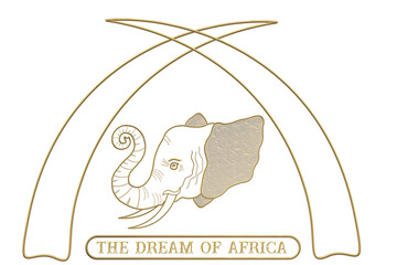 Zeichnung goldener Elefantenkopf mit Stoßzahn