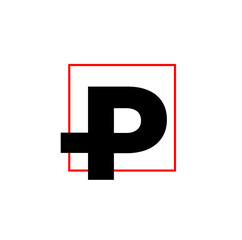P brand name icon. P typography monogram.