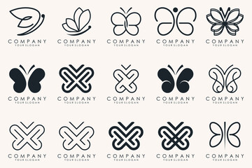 set of creative abstract butterfly logo design.