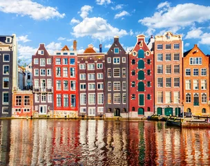 Schilderijen op glas Grachtenpanden van Amsterdam © adisa