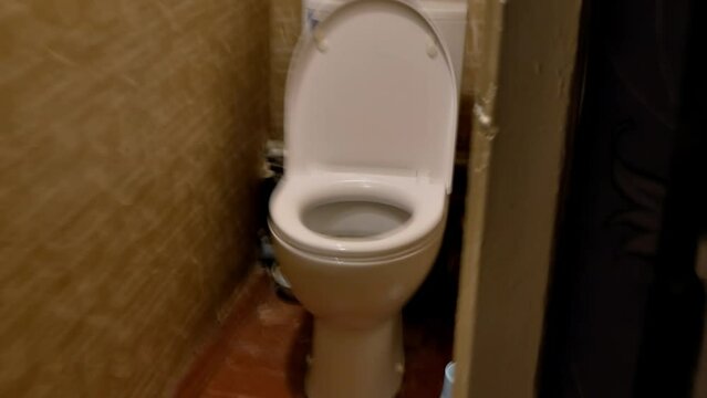 concept of bad habits
imitation of a first-person view of a drunk person running to the toilet