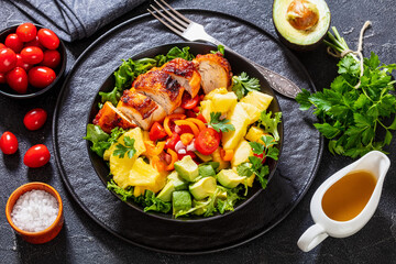 roast chicken breast with pineapple and veggies