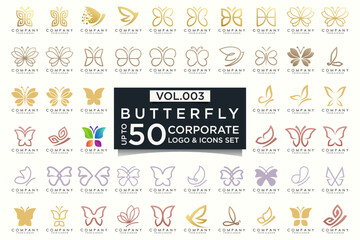 Obraz premium set of creative abstract butterfly logo design.
