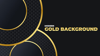 Elegant Black background with carbon circle shape and golden stroke elements. luxury Modern flat style modern concept. vector illustration for design. Template Design