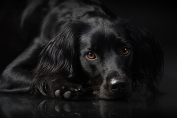 black dog portrait - Powered by Adobe