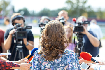 News or press conference. Public relations concept.
