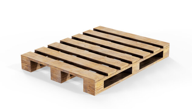 3d render of wooden pallets over a white background
