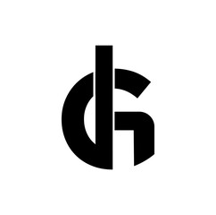 GH brand name initial letters icon. Black HG typography.