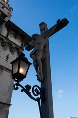 Foto op Canvas Crucifix in Het Steen historic medieval castle, Antwerp, Belgium © Francisco Javier Gil