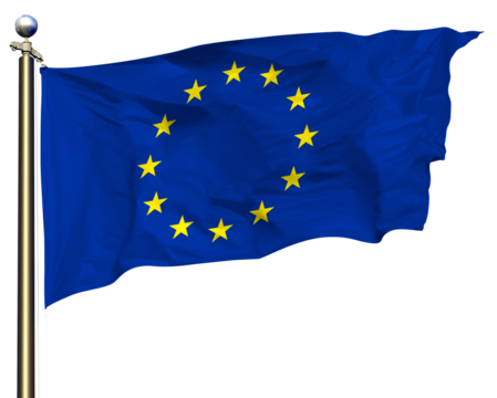EU European Union Realistic Transparency Flag Cutout Waving In The Wind - Powered by Adobe