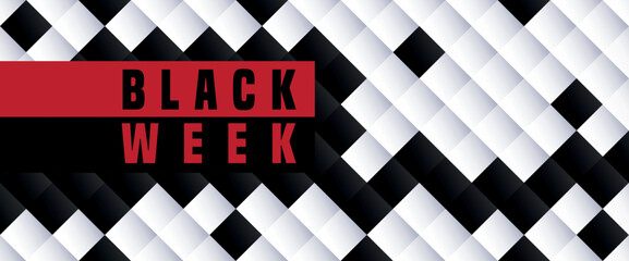 black week red promotion sale shopping banner - obrazy, fototapety, plakaty