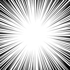 Fototapeta premium Manga speed frame. Superhero action, explosion background. Radial lines for comics.