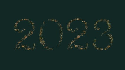 2023 New Year. 2023 Happy New Year greeting card. 2023 Happy New Year green background. 2023 Happy New Year background with colorful glitter 