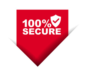 red vector illustration banner 100% secure