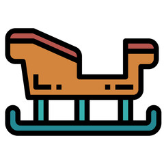 sleigh filled outline icon style