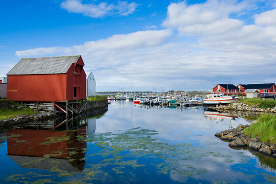 View of harbor in fishing village Andenes, Andoya, Norway