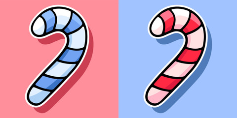 Cartoon caramel cane, Christmas lollipop, vector design element, hand drawn