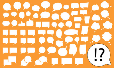 Vektor Sprechblasen und Gedankenblasen f&uuml;r Storyboards und Comic, flach, teilweise handgezeichnet