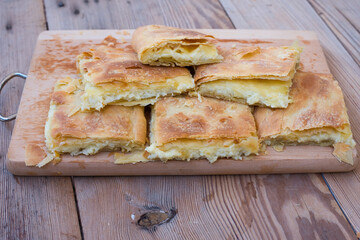 traditional handmade cheese pie, crispy and delicious pie