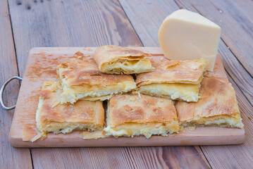 traditional handmade cheese pie, crispy and delicious pie