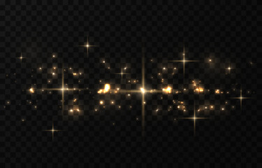 Vector magic dust. Gold dust png. Magic glow, light effect. Christmas background.