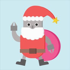 santa claus version robot use for decorate christmas day festival or winter sale. Illustration vector of christmas day background with santa claus robot vesion of future christmas.