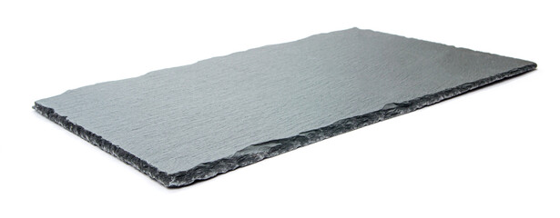 black slate serving board for serving cheese and snacks on a white background