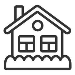 House in the snow - icon, illustration on white background, outline style