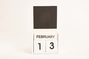 Calendar with date 13 February and space for designers. Illustration for an event of a certain date.