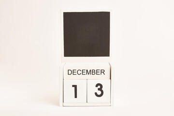 Calendar with the date December 13 and a place for designers. Illustration for an event of a certain date.