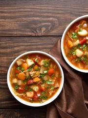 Cabbage soup in bowl