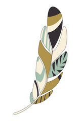 Feather in Scandinavian style. Tribes vector illustration