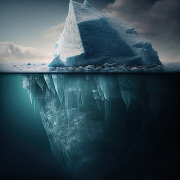 Image Showing Iceberg Above The Water And Its Massive Submerged Portion Below The Waterline. 