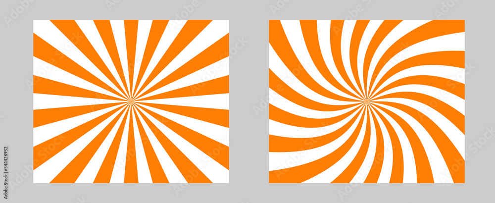 Poster abstract backgrounds set in orange and white colors with solar explosion sun burst effect. circus ba