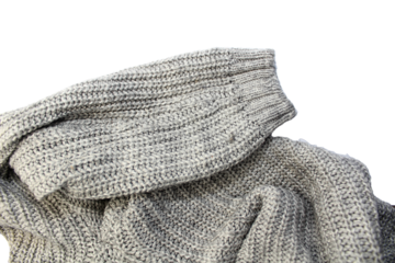 grey knitted sweater on isolated white background