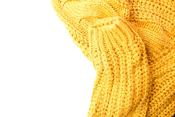 yellow knitted sweater on isolated white background