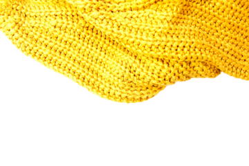 yellow knitted sweater on isolated white background