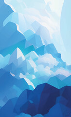 Mountain Clouds - White & Blue