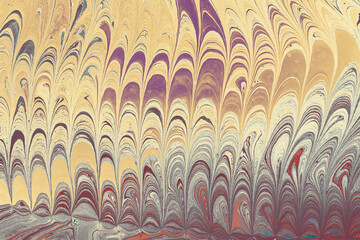 Abstract creative round marble pattern texture. Traditional art of Ebru marbling