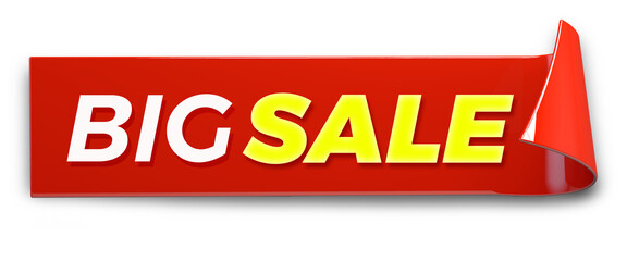 Sale banner tag, special offer, big sale banners. Red ribbons, tags and stickers. 3d render