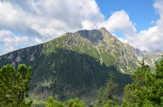 Beautiful view to the one of the highest peaks of High Tatra mountains, Slavkovsky peak. Popular tourist destination