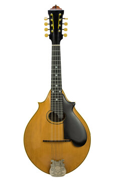 A popular musical instrument from a by-gone era. Vintage mandolin isolated on a white transparent background.