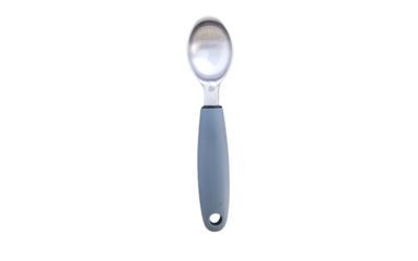 metal ice cream scoop with plastic handle in PNG, petalic ice cream scoop