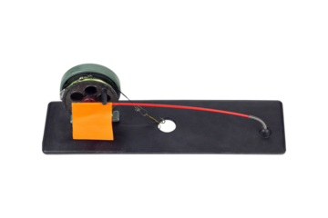 Zherlitsa isolated on white background, equipment for catching predatory fish in winter time