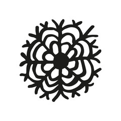 snowflake black and white christmas doodle minimalism cute design, scandinavian monochrome, hand drawn, single