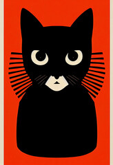 Horizontal shot of a cute black cat portrait 3d illustrated