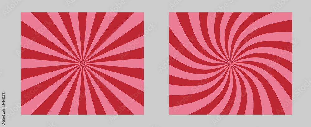 Aufkleber Concentrated linear background design to create a lively and vibrant atmosphere. Red and pink color burst set of 2 backgrounds. Circus background, abstract pattern with colorful rays, banner element