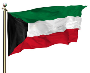 State Of Kuwait National Realistic Transparency Flag Waving In The Wind Cutout