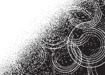 Glitch distorted grunge layer . Noise destroyed texture . Trendy defect error shapes . Overlay grunge texture . Distressed effect .Vector shapes with a halftone dots screen print texture.