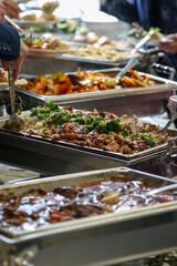 serving trays of various foods